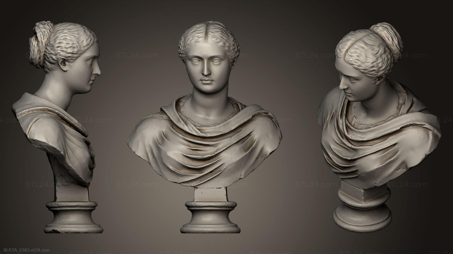 Бюсты и головы античные и исторические (Женский портрет, BUSTA_0383) 3D модель для ЧПУ станка
